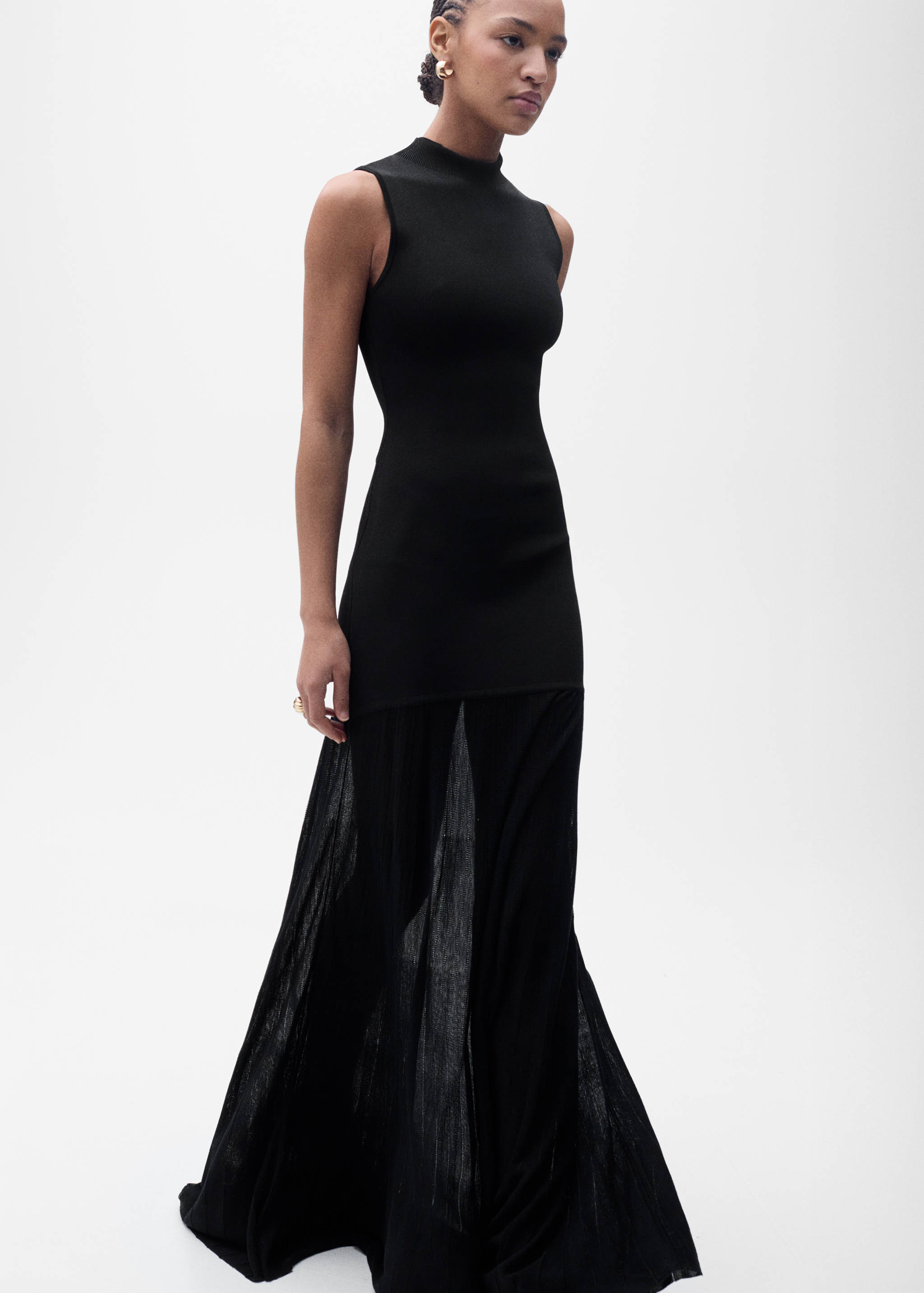 Knitted dress with semi-transparent skirt - Details of the article 1