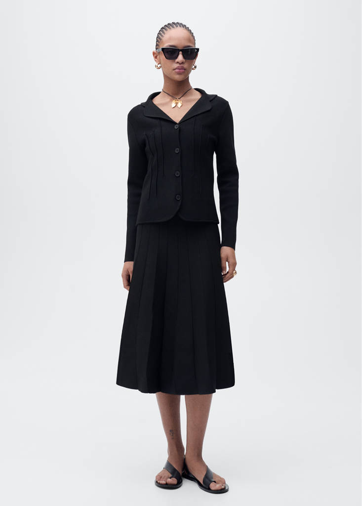 Knitted jacket with lapel collar — Black