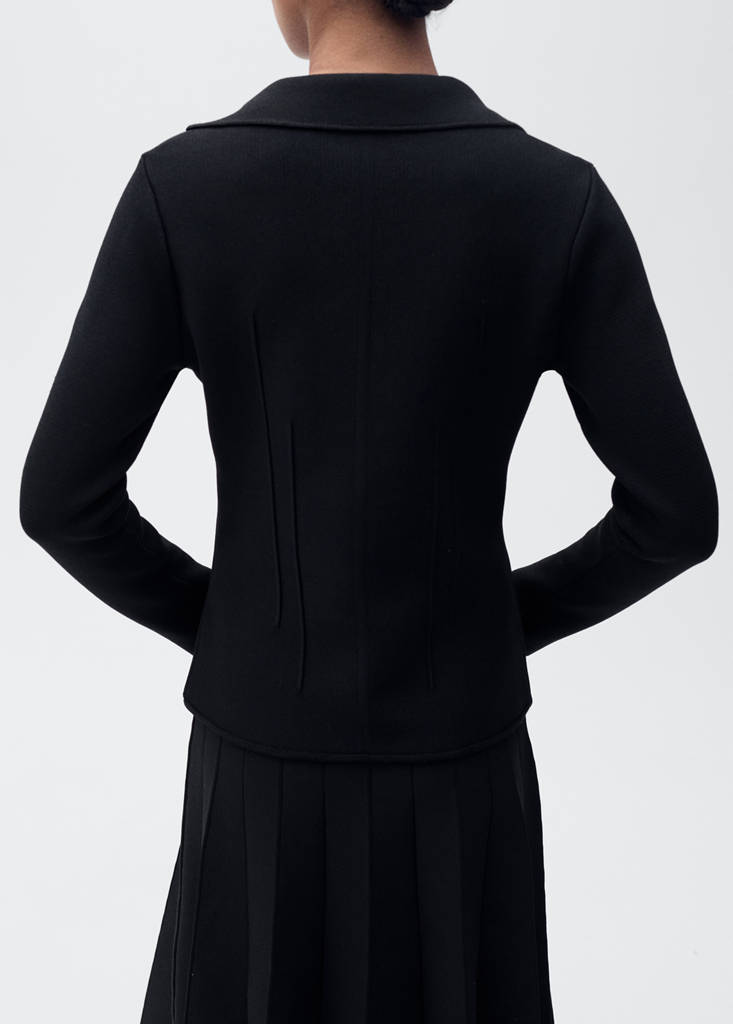Knitted jacket with lapel collar — Black
