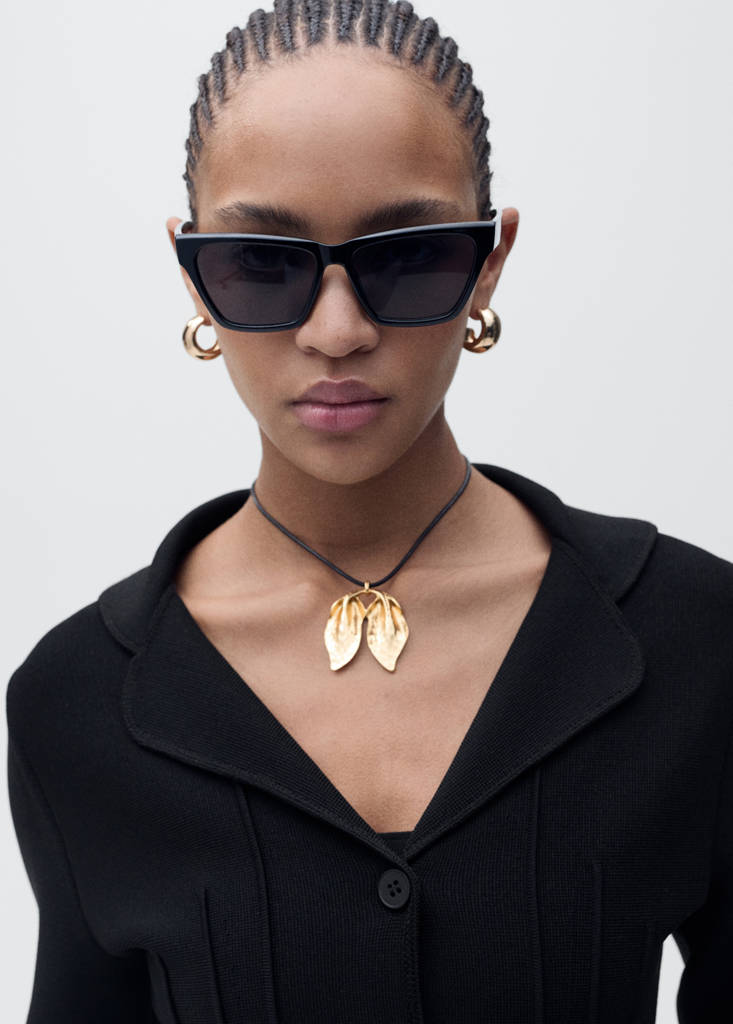 Knitted jacket with lapel collar — Black