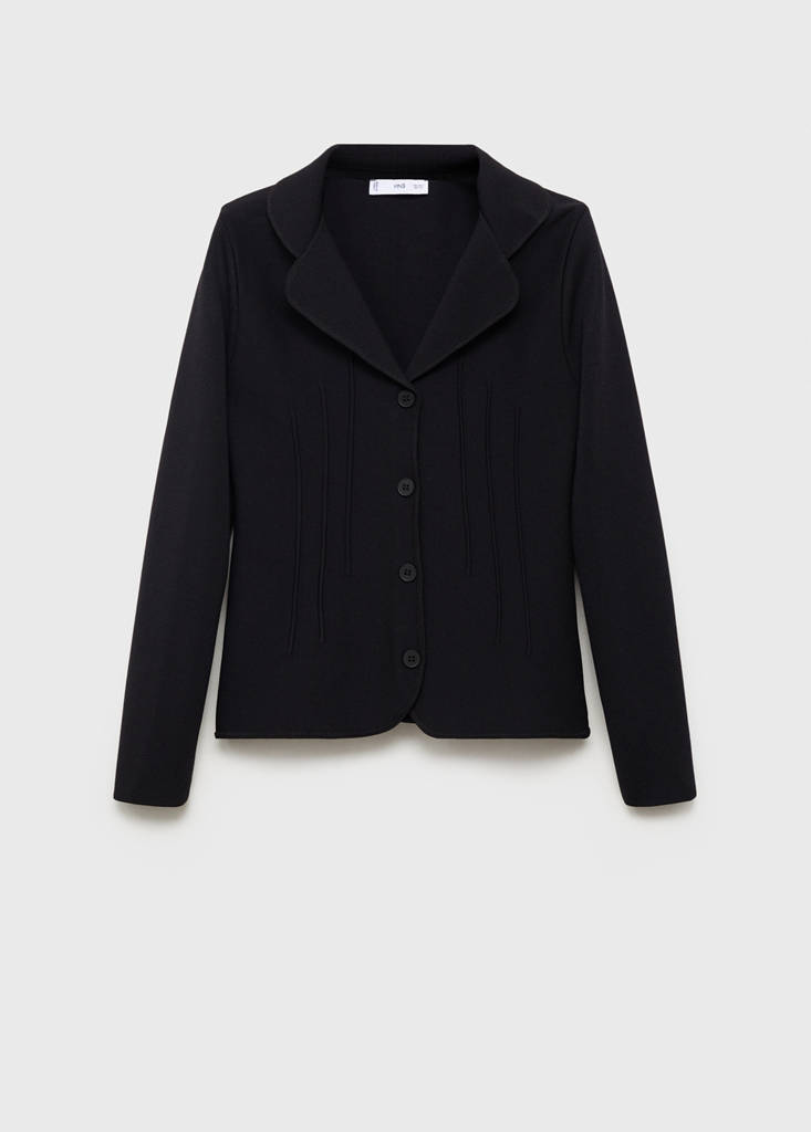 Knitted jacket with lapel collar — Black