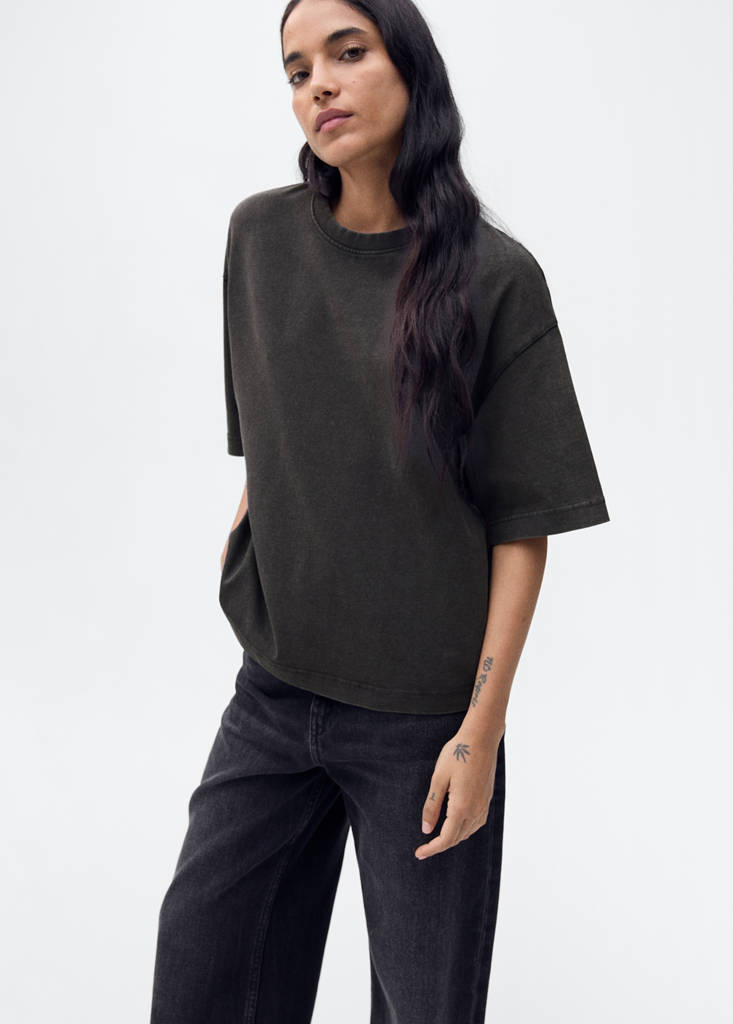 Oversized cotton t-shirt — Charcoal