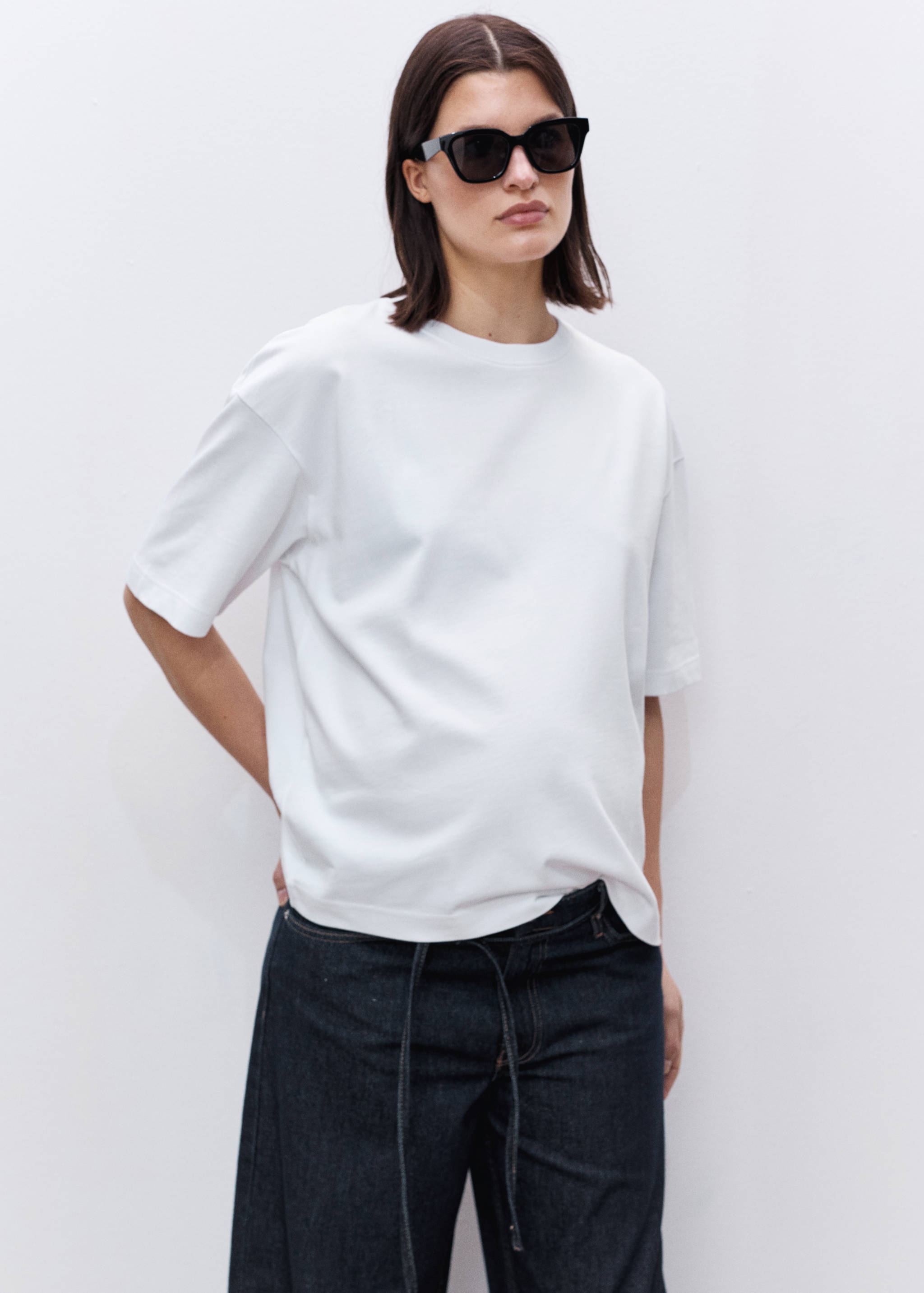 Oversized cotton maternity t-shirt - Medium plane