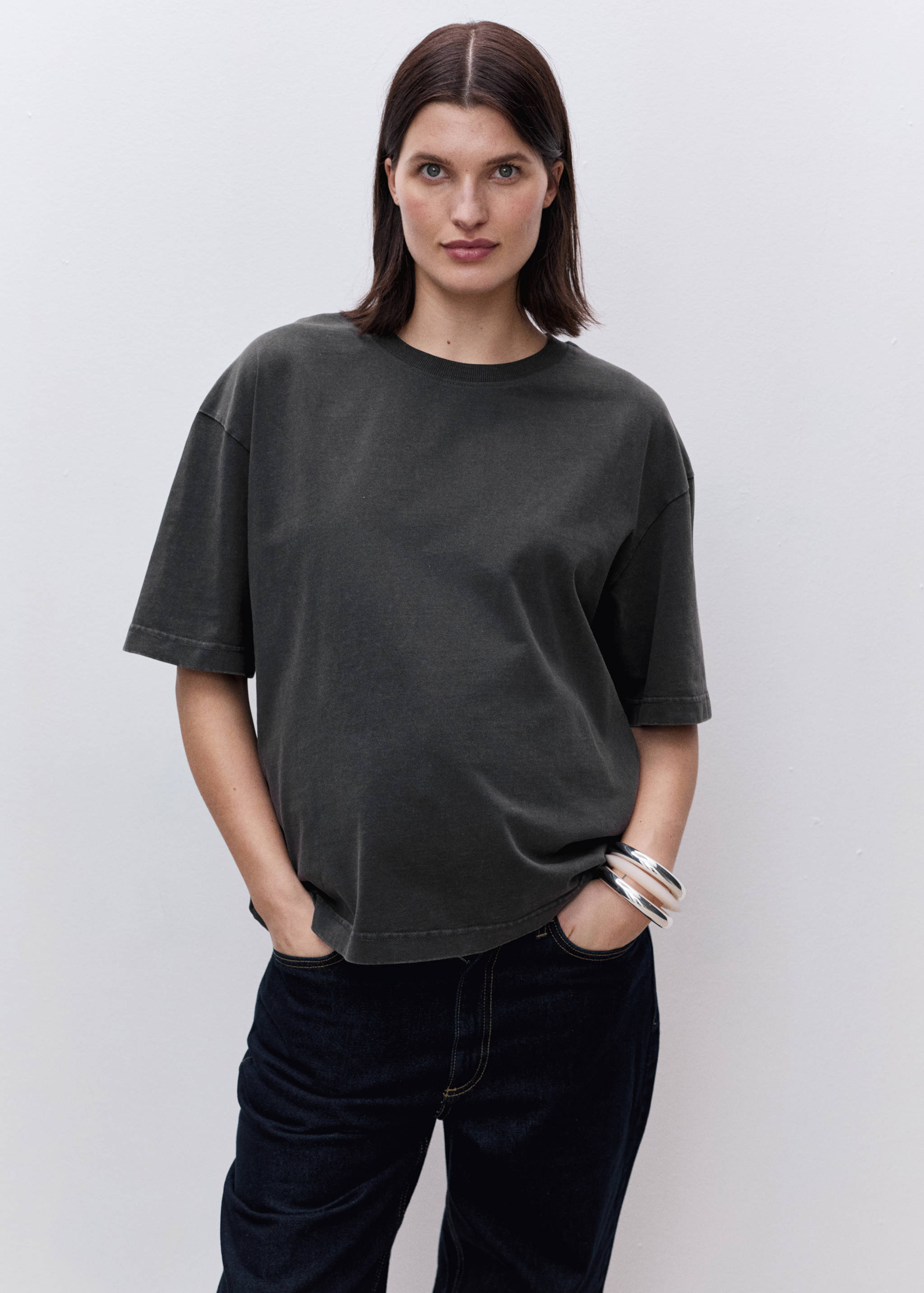 Oversized cotton maternity t-shirt - Medium plane