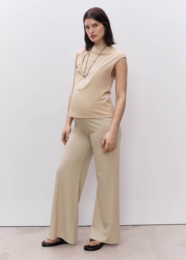Wide leg maternity trousers — Sand