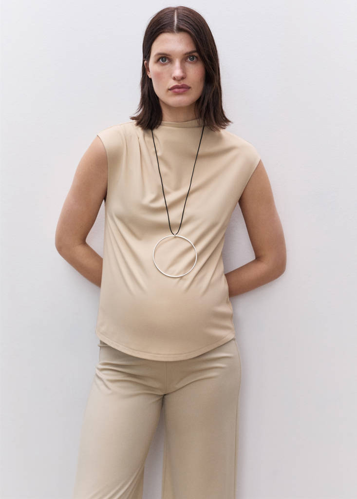 Wide leg maternity trousers — Sand