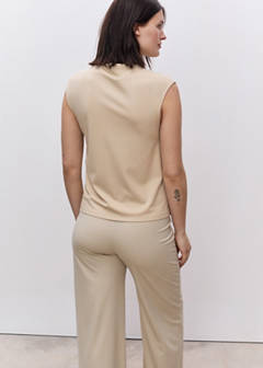 Wide leg maternity trousers — Sand 3