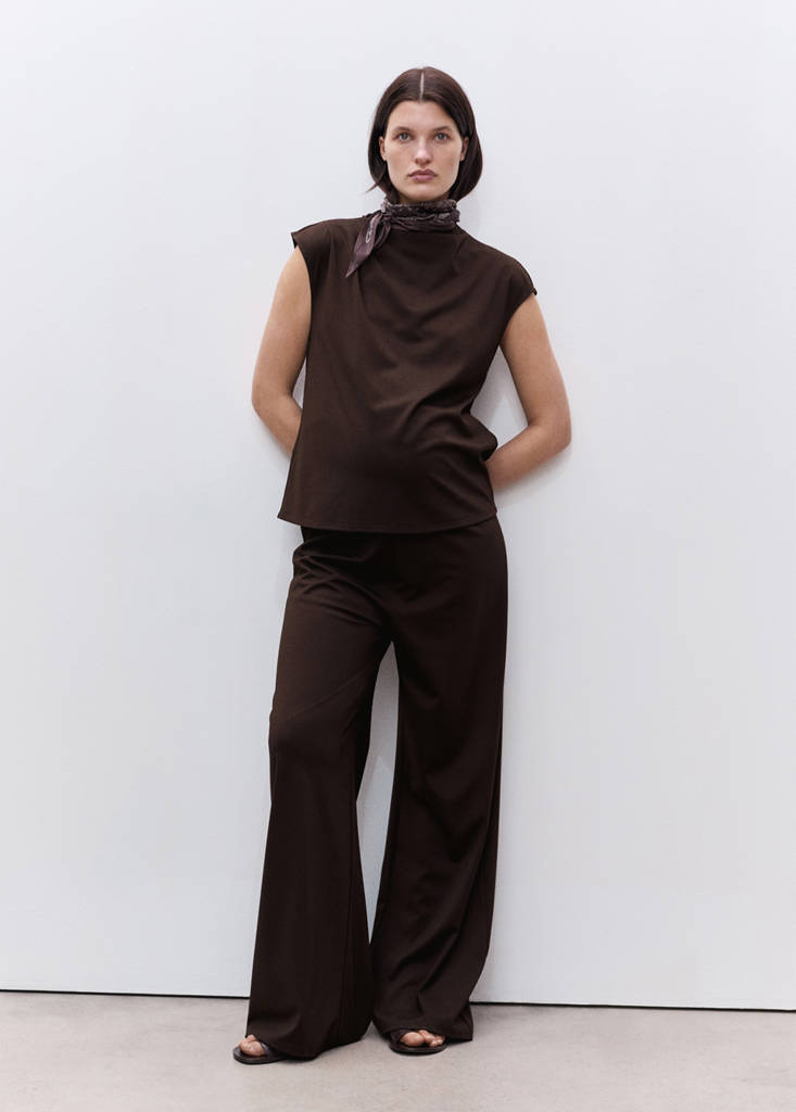 Wide leg maternity trousers — Chocolate