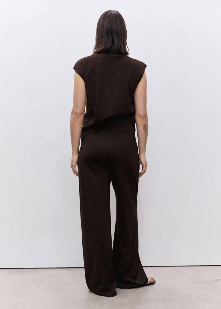 Wide leg maternity trousers — Chocolate