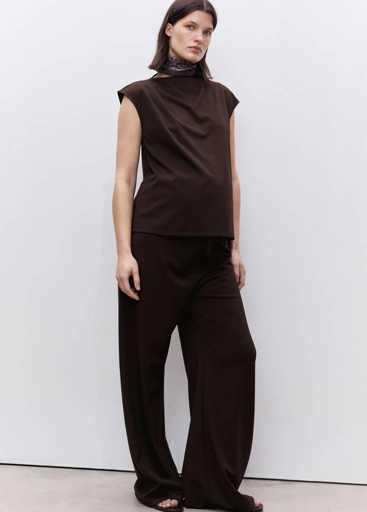 Wide leg maternity trousers — Chocolate