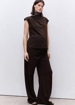 Wide leg maternity trousers — Chocolate 4
