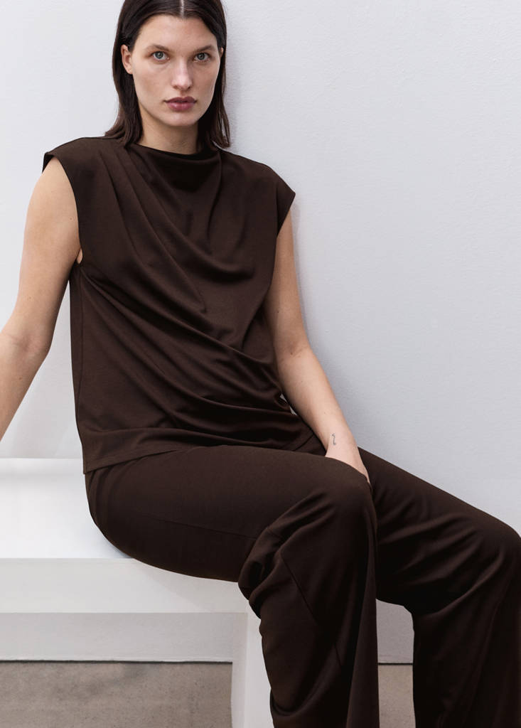 Wide leg maternity trousers — Chocolate