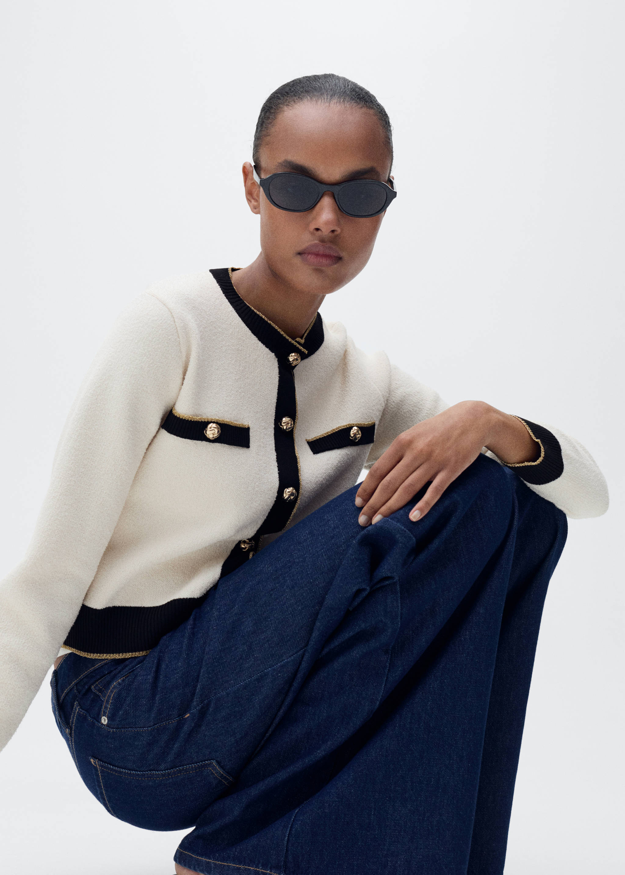 Cardigan en maille à double bordure - Détail de l'article 2