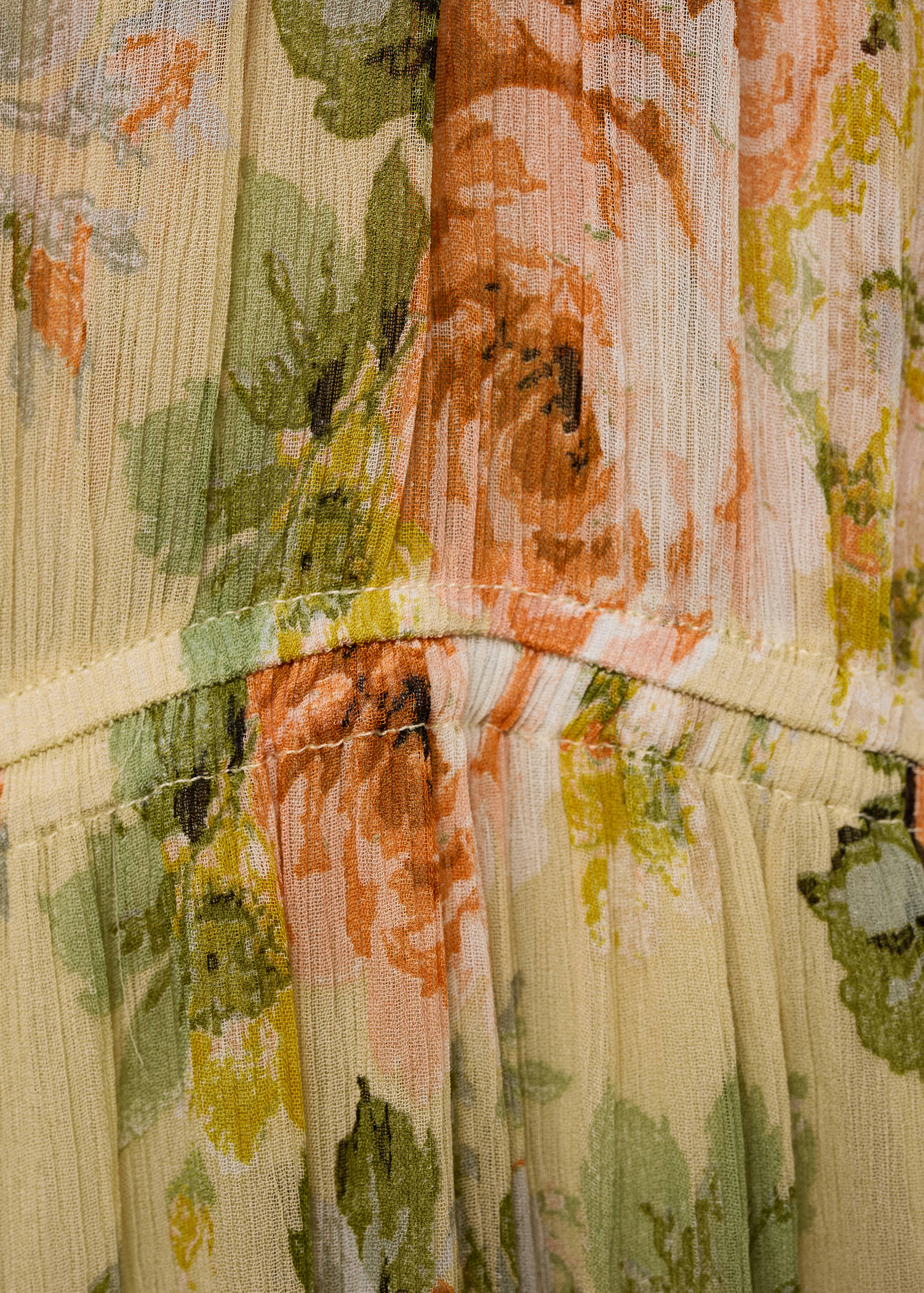 Long floral jumpsuit with puffed hem - Details of the article 0