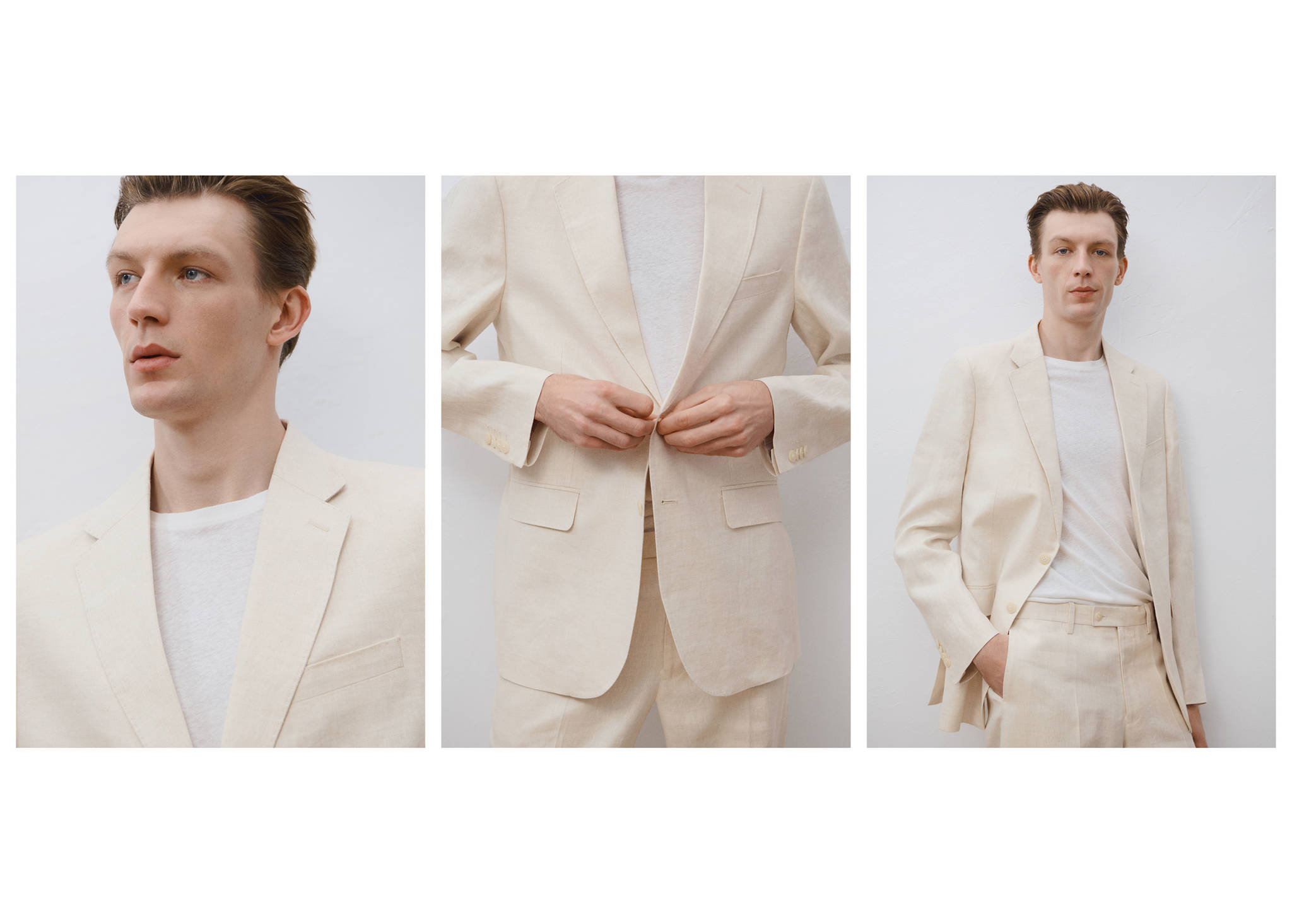 Amalfi 100% linen slim-fit suit jacket - Panoramic plane