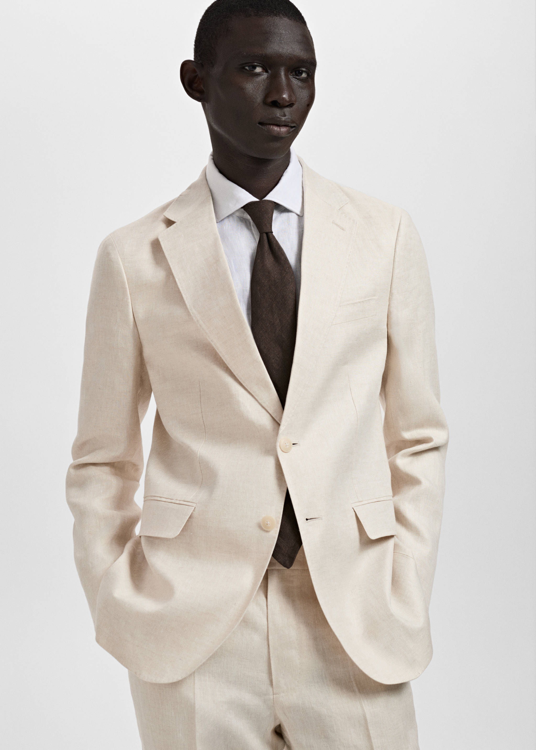 阿马尔菲100%亚麻修身版型西装外套 - null