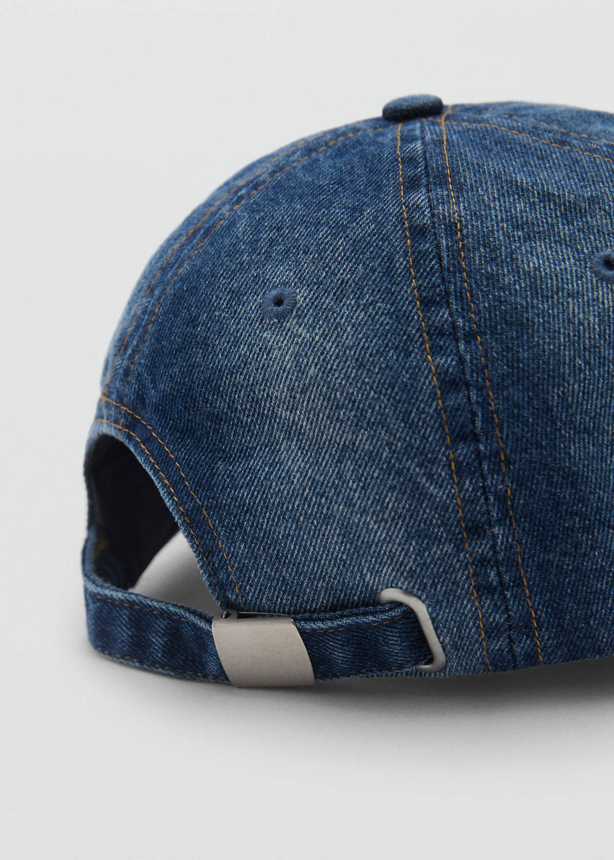 Denim cap with visor — Medium Blue