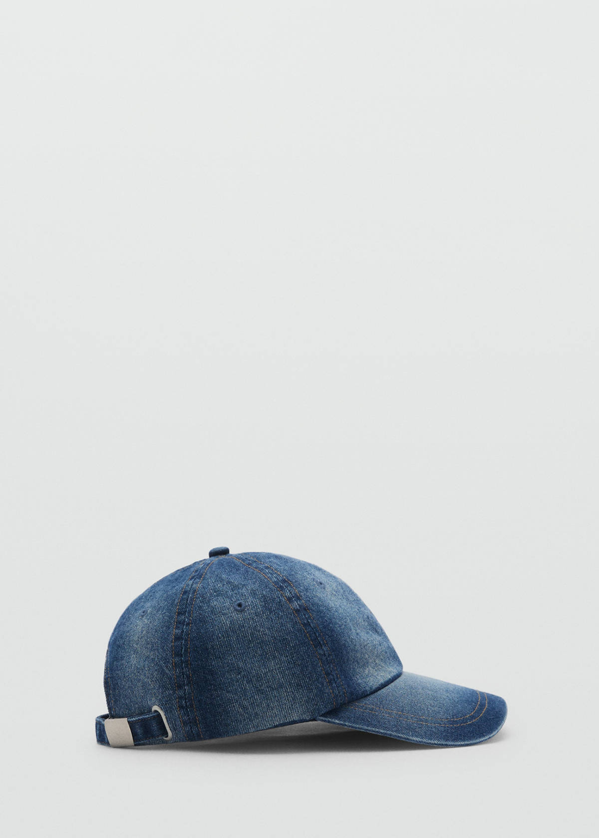 Denim cap with visor — Medium Blue