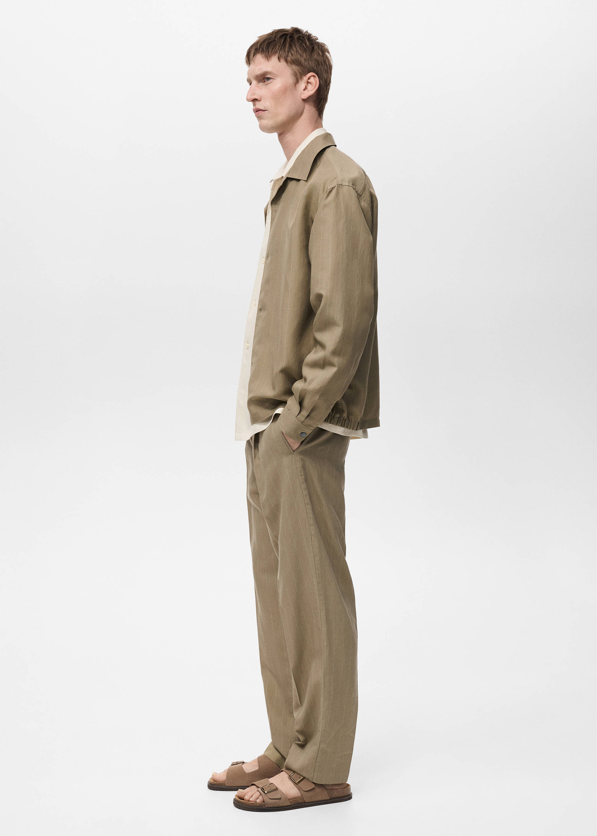 Linen-blend pinstripe overshirt - Details of the article 2