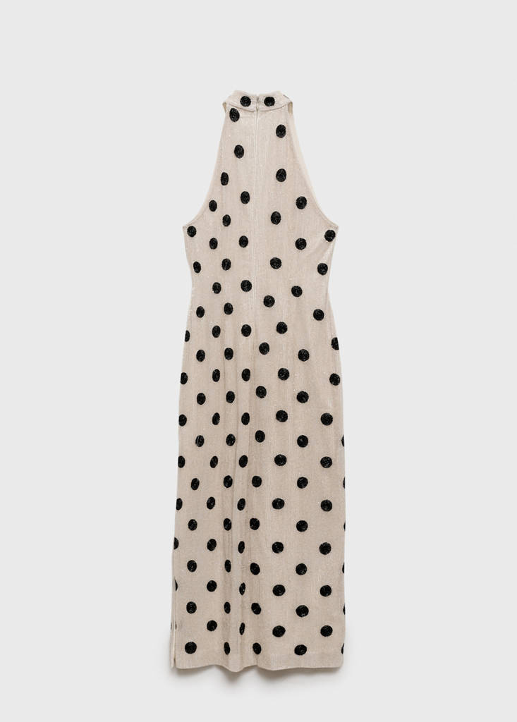 Rhinestone polka-dot halter dress — Off White