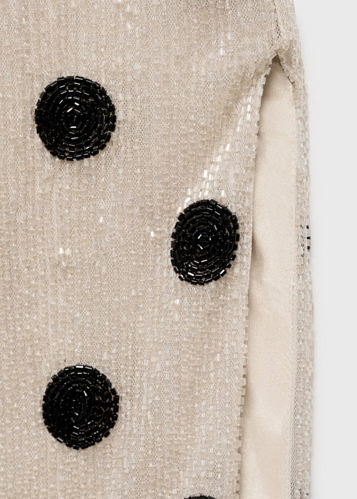 Rhinestone polka-dot halter dress — Off White