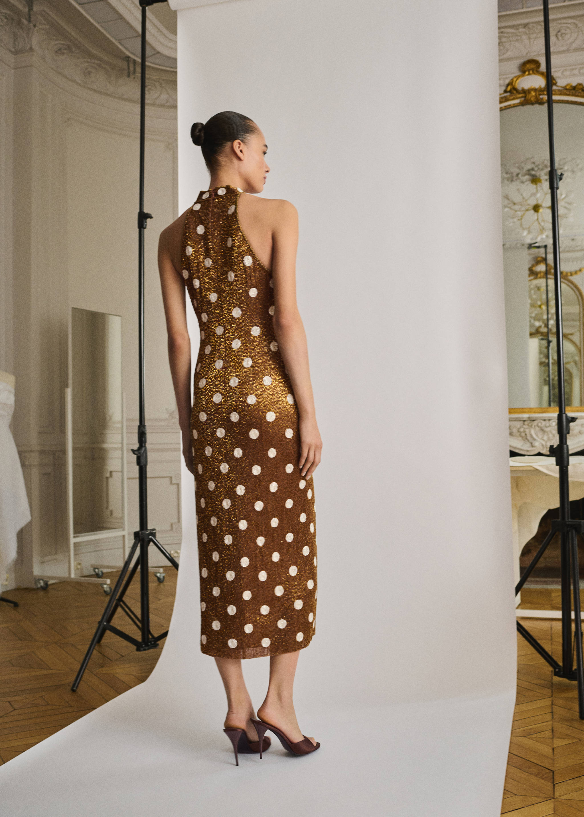 Rhinestone polka-dot halter dress - Reverse of the article