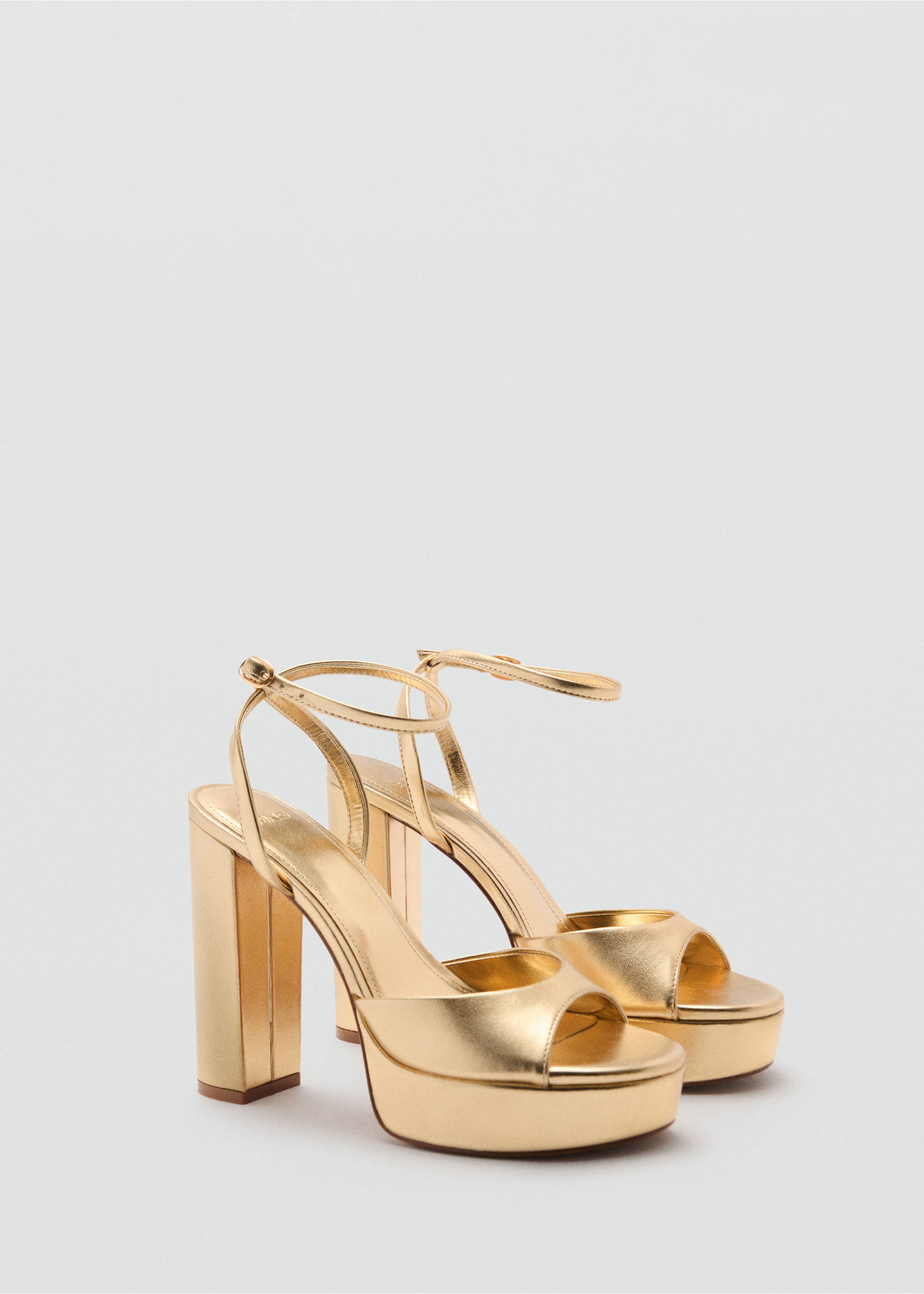 Metallic-effect heeled sandals - Medium plane, Gold. Ref: 87085933-00.