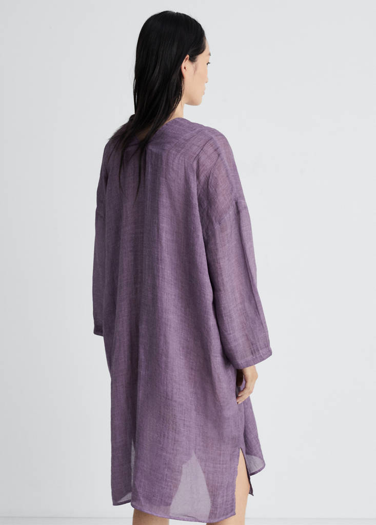 Ramie caftan with overdyed design — Plum