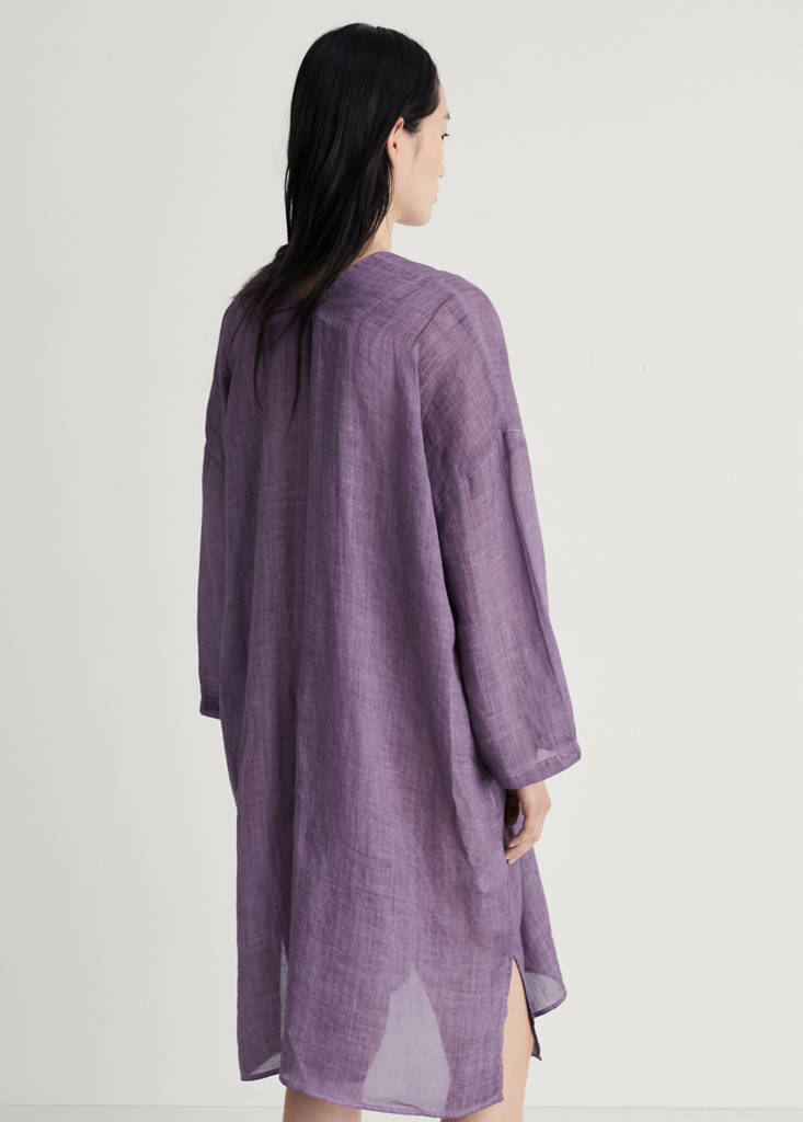 Ramie caftan with overdyed design — Plum