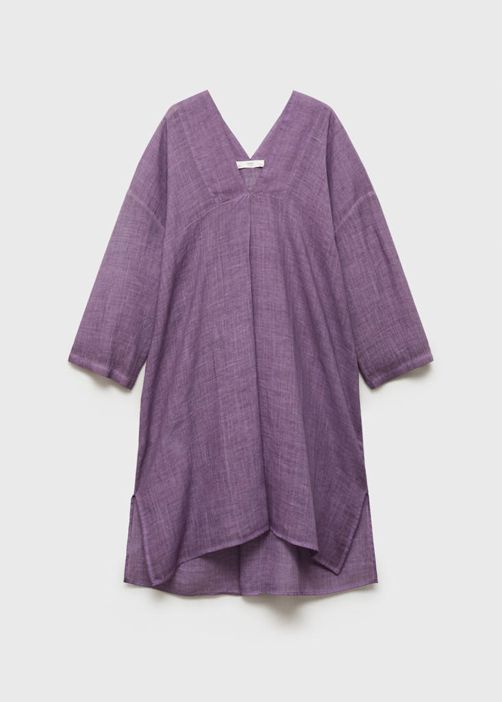 Ramie caftan with overdyed design — Plum