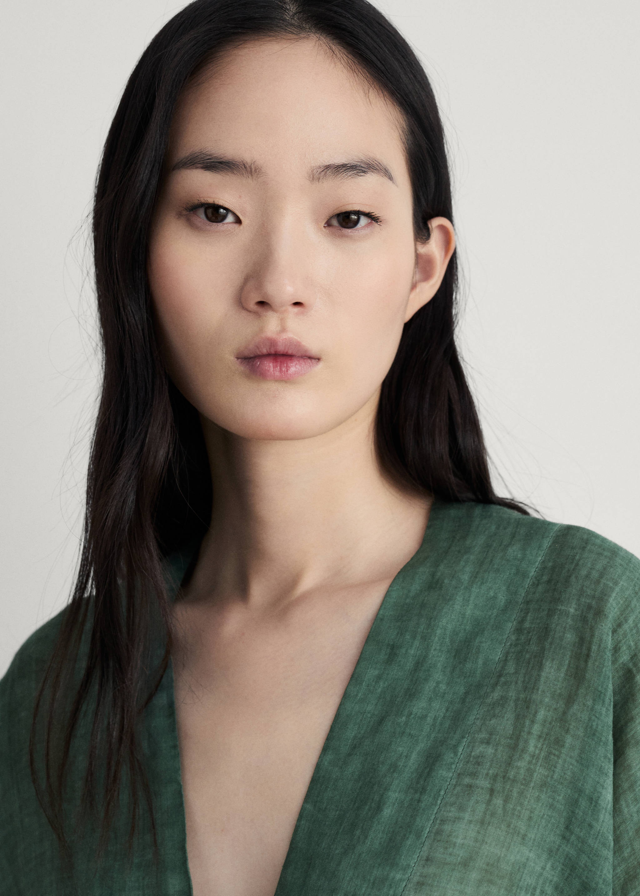 Ramie caftan with overdyed design - Medium plane