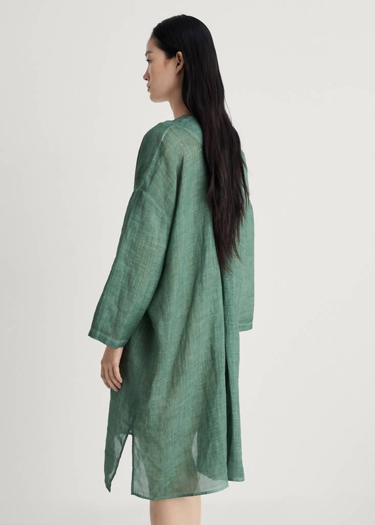 Ramie caftan with overdyed design — Dark Grey