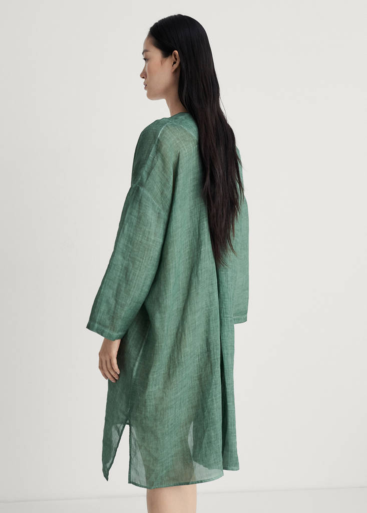Ramie caftan with overdyed design — Dark Grey