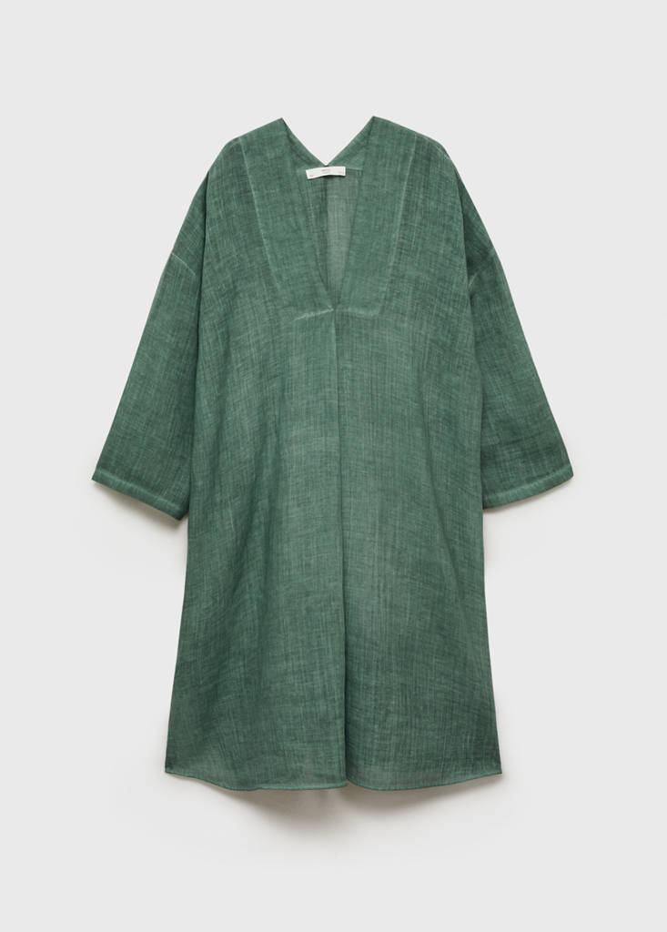 Ramie caftan with overdyed design — Dark Grey
