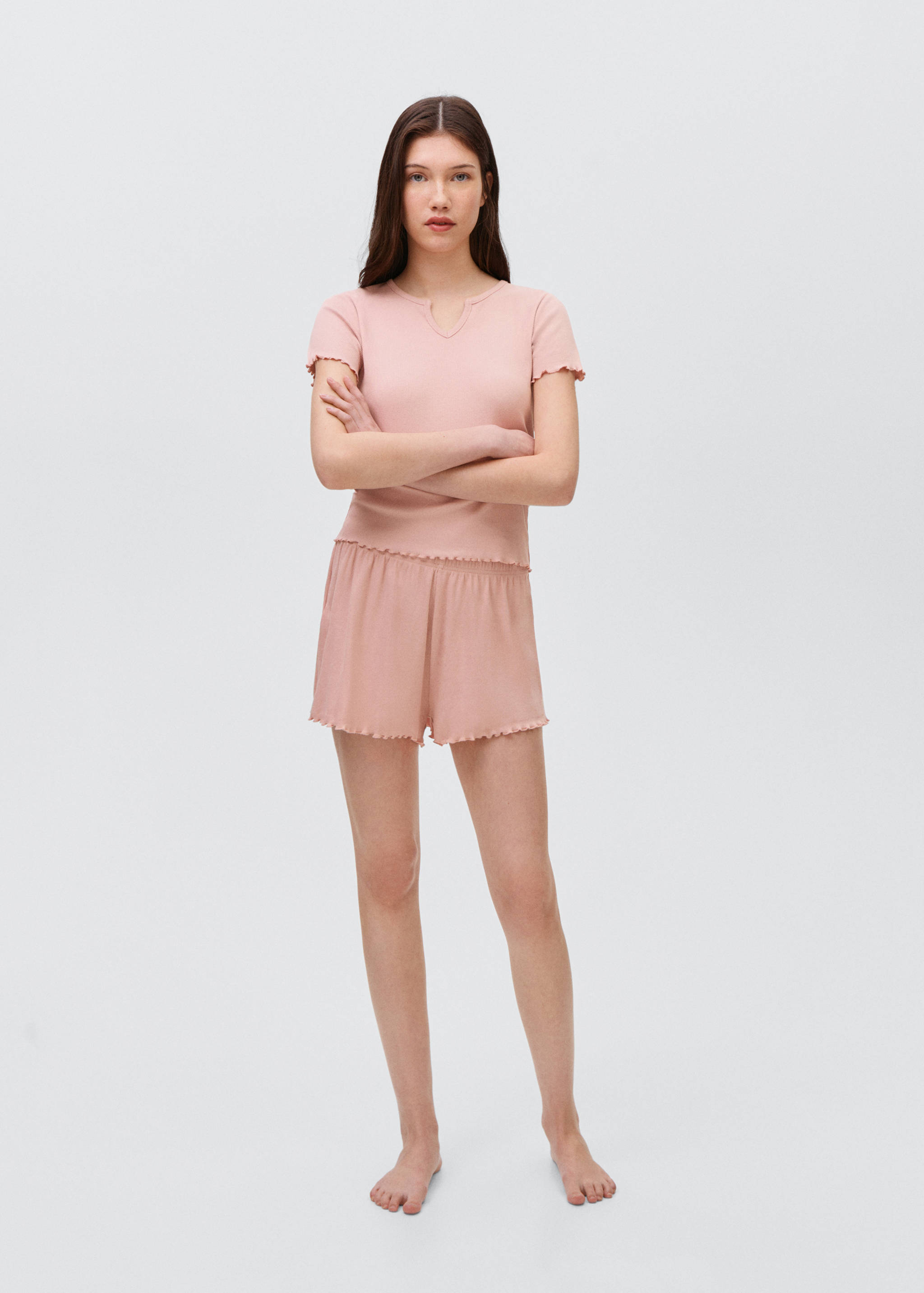 Short ribbed pyjama - General plane
