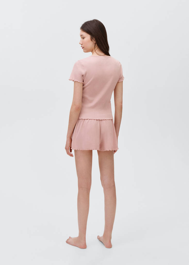 Short ribbed pyjama — Pastel Pink