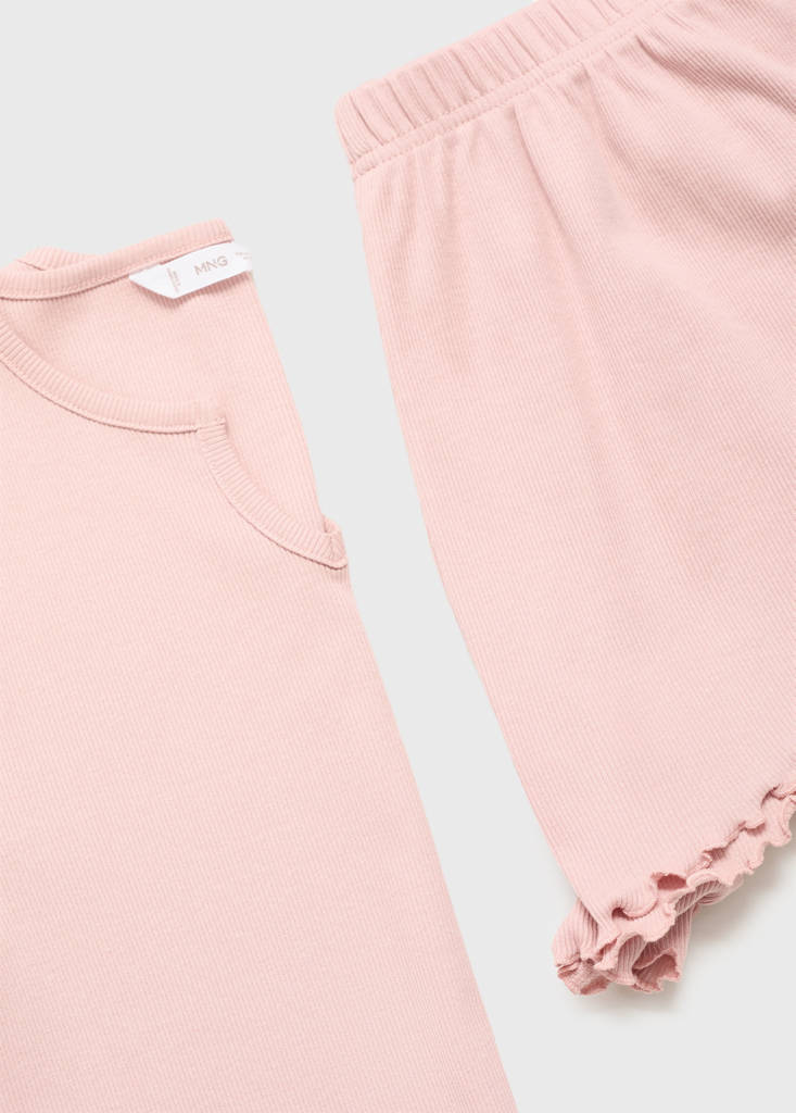 Short ribbed pyjama — Pastel Pink