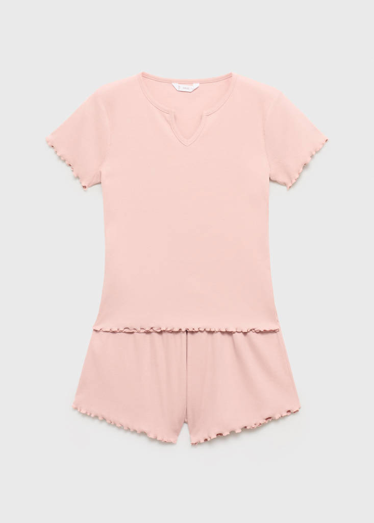 Short ribbed pyjama — Pastel Pink