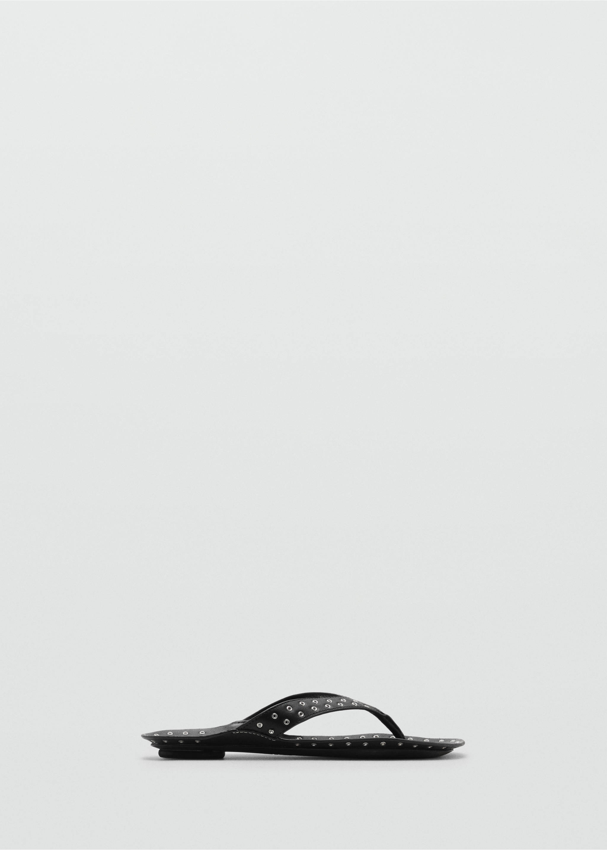 Sandales cuir à œillets - Article sans modèle, Noir. Ref: 87085940-00.