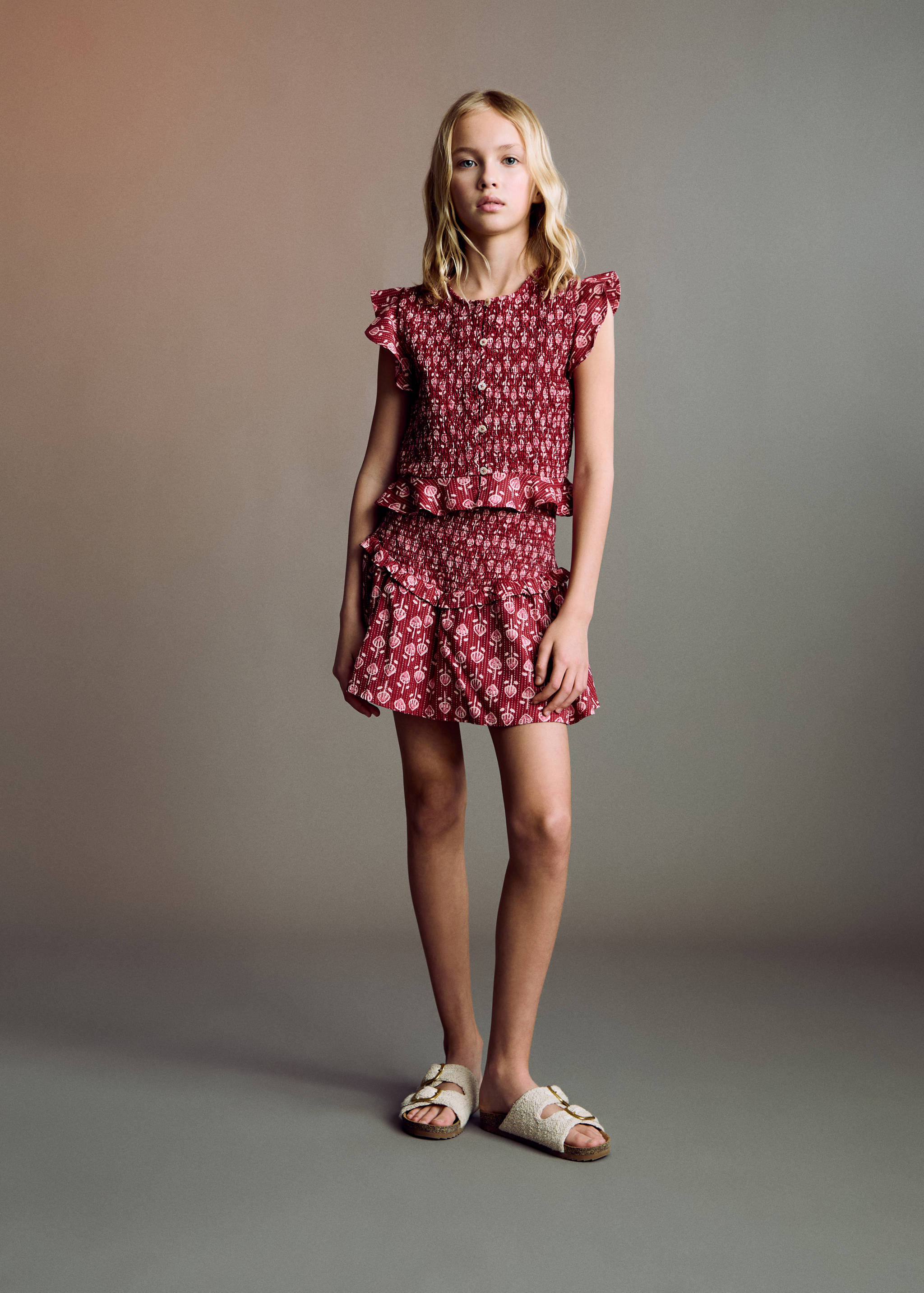 Ruffled gathered mini skirt - General plane
