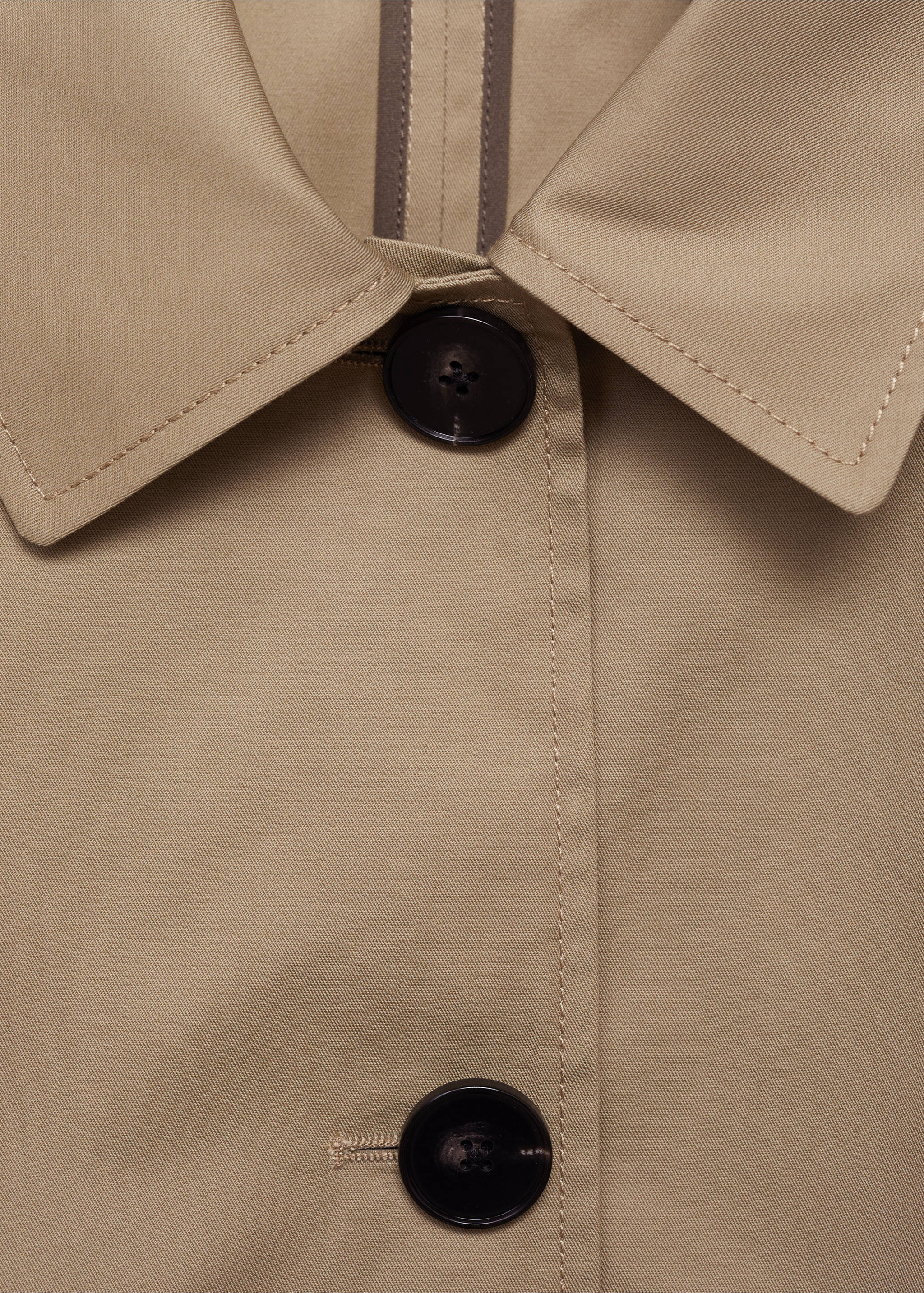 Straight cotton jacket with buttons - Details of the article 8, Khaki. Ref: 87085948-00.