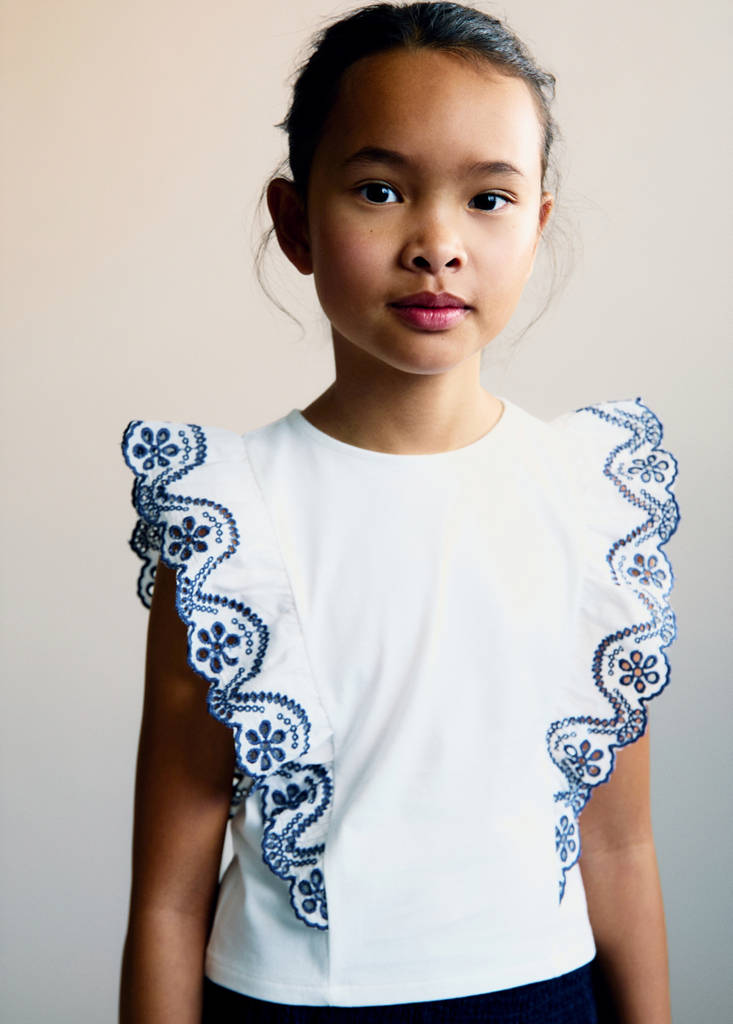 Frills embroidered t-shirt — Off White