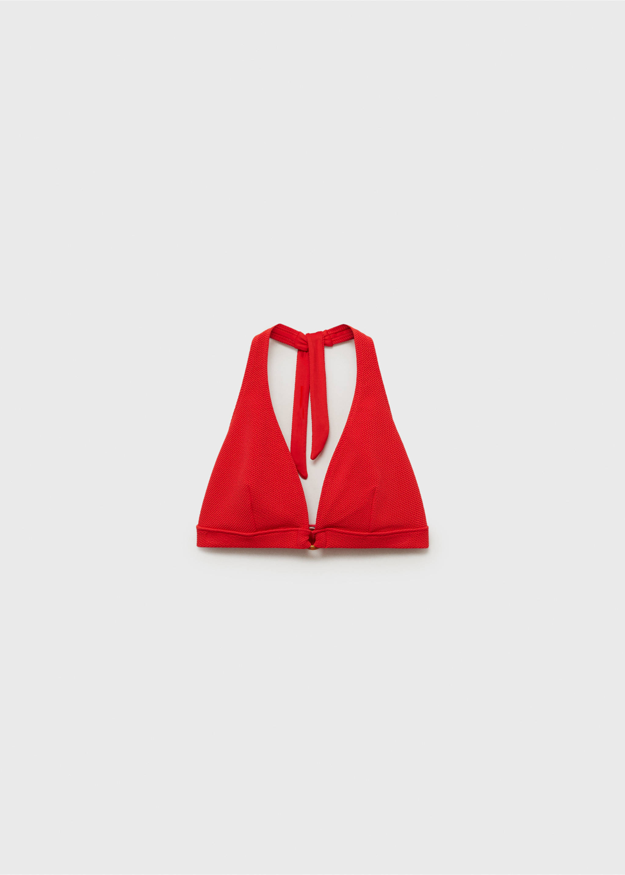 Textured bikini top with decorative ring - Article without model, Red. Ref: 87085959-00.