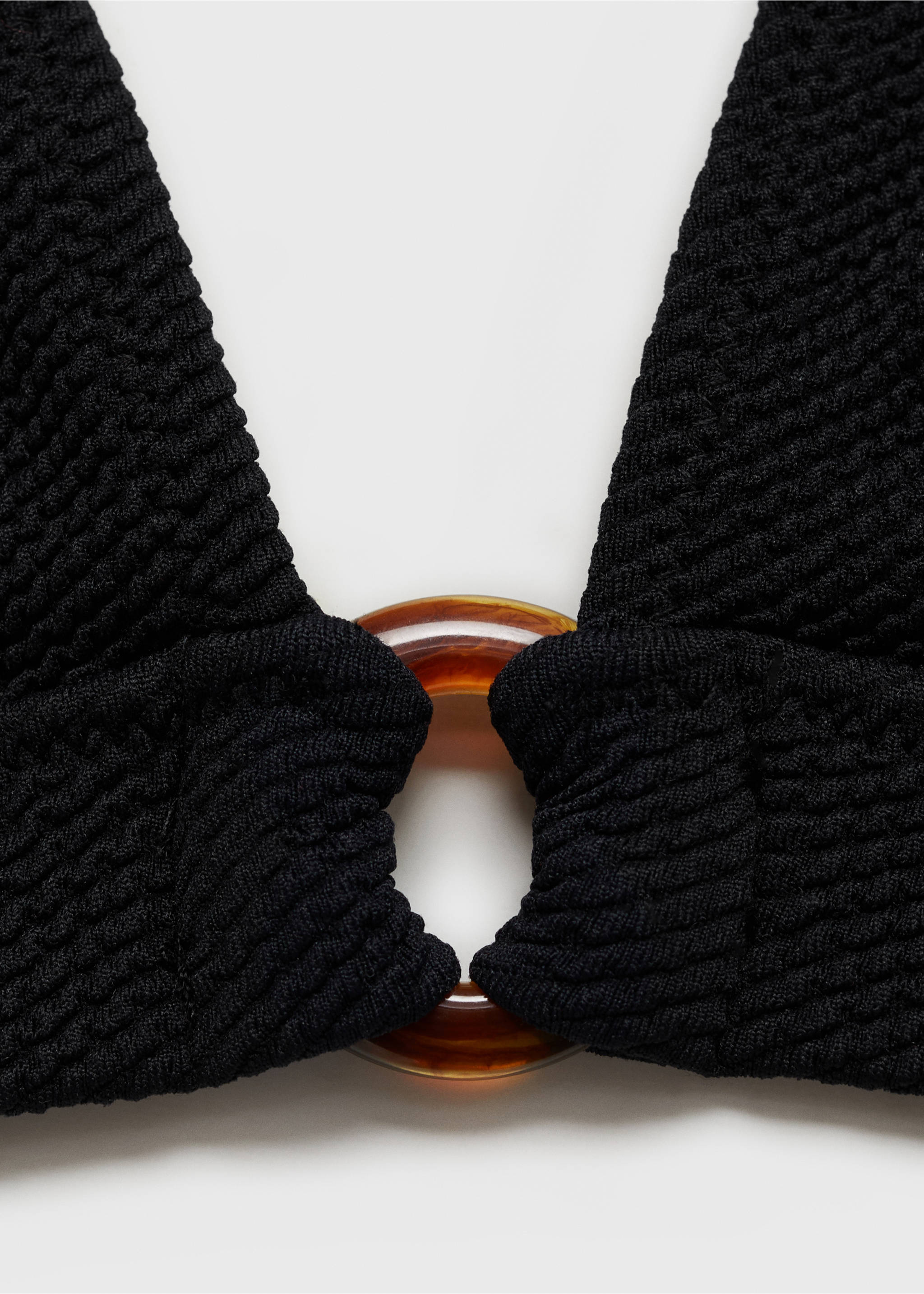 Haut bikini texturé anneau décoratif - Détail de l'article 8, Noir. Ref: 87085959-00.