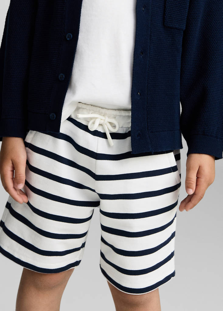 Striped cotton Bermuda shorts — Dark Navy