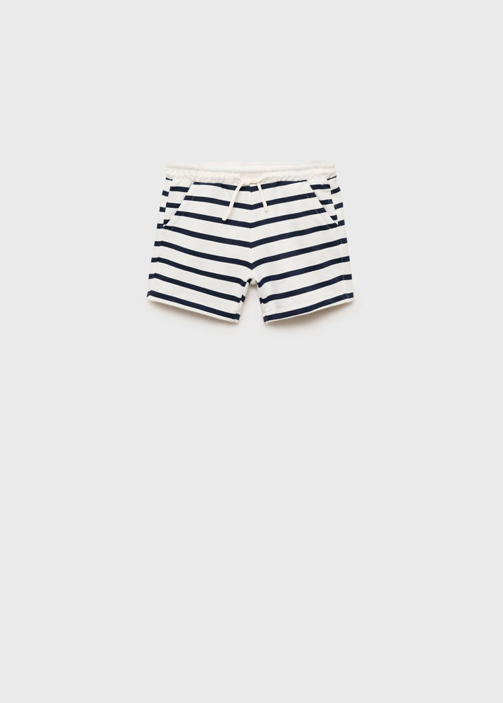 Striped cotton Bermuda shorts — Dark Navy