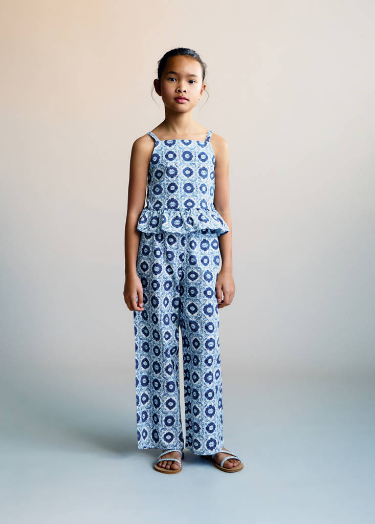 Ruffled printed blouse — Blue