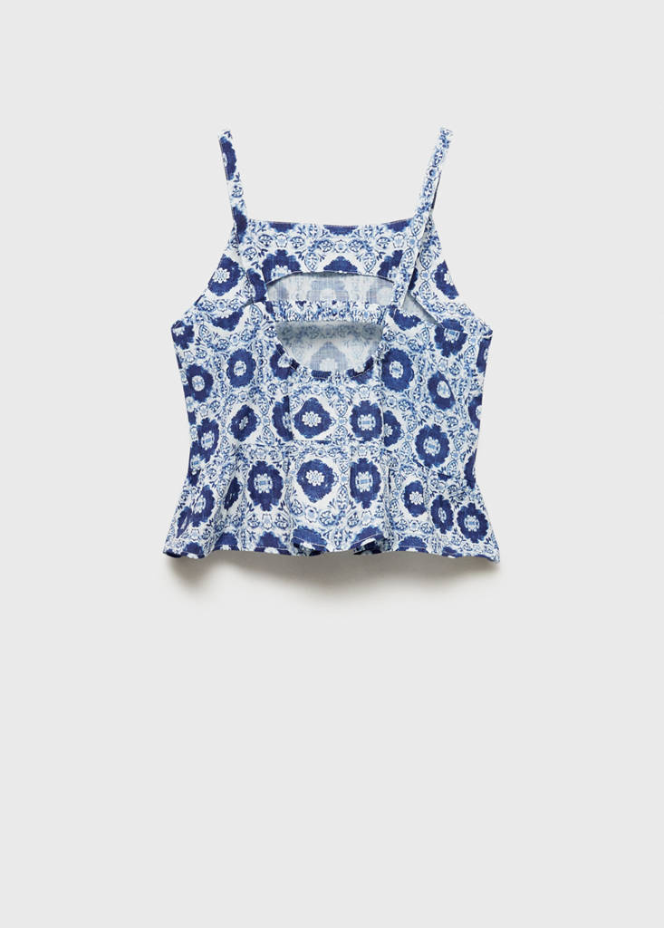 Ruffled printed blouse — Blue