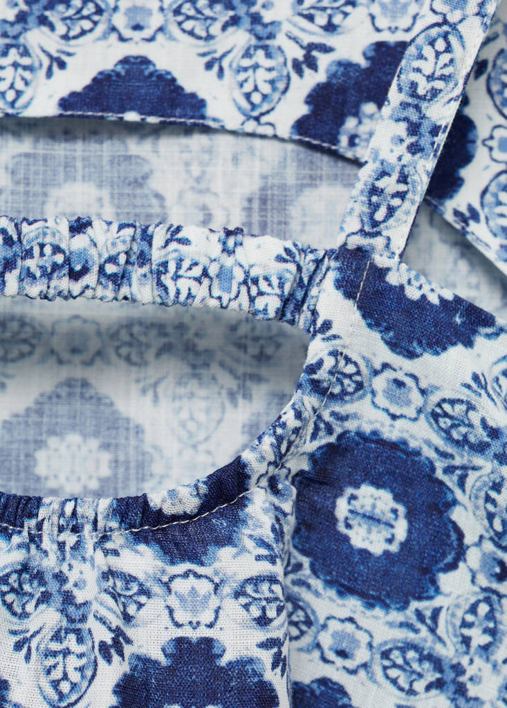 Ruffled printed blouse — Blue