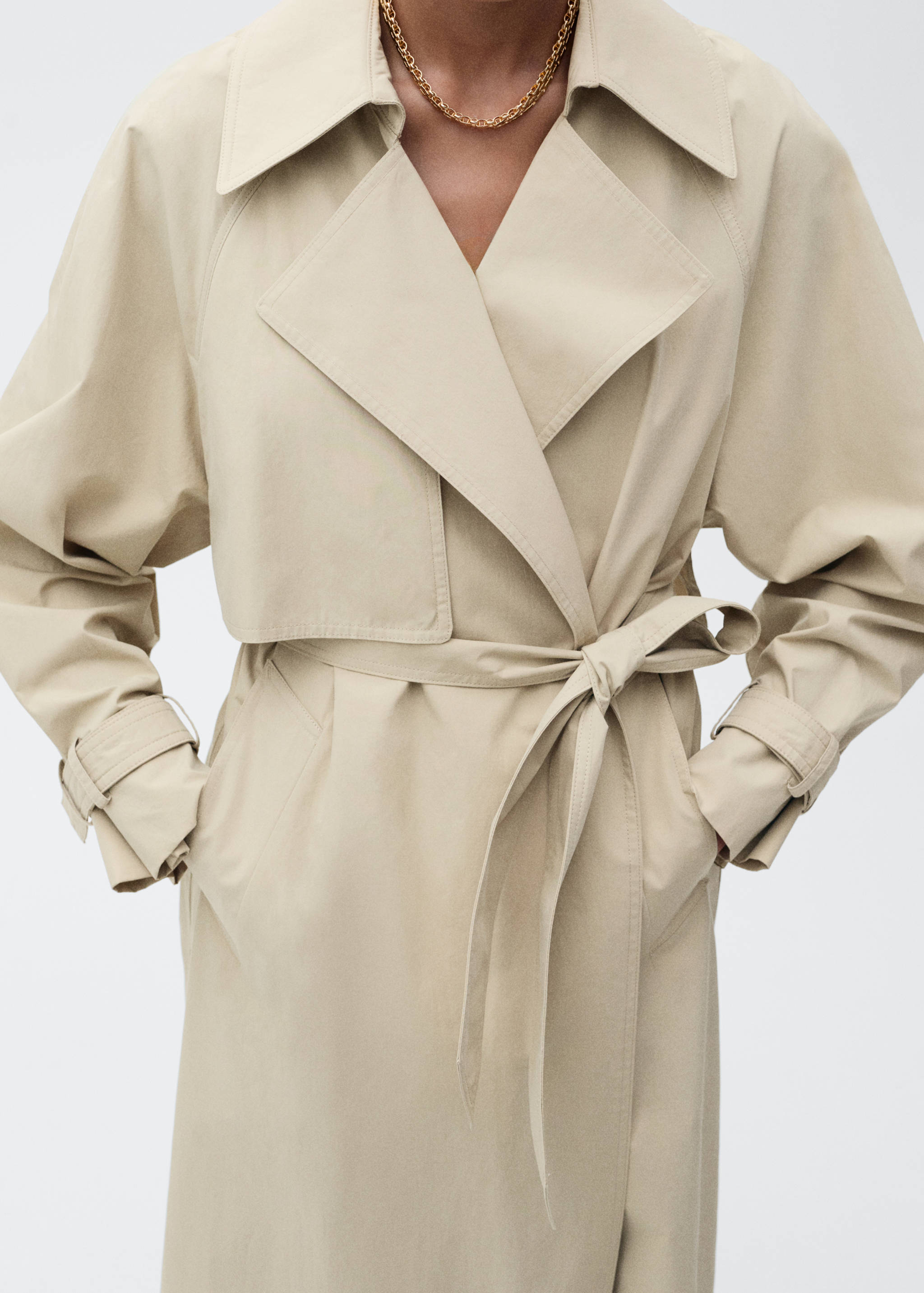 Cotton trench coat with belt - Details of the article 6